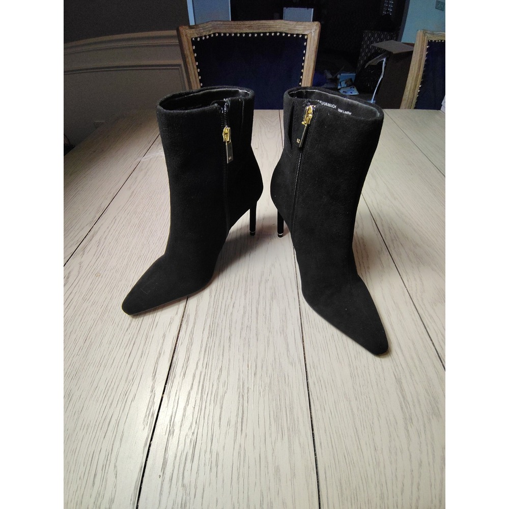 Kenneth Cole Quincy Black Suede Pointed Toe Stiletto Ankle Boots KL24QUI00 6.5